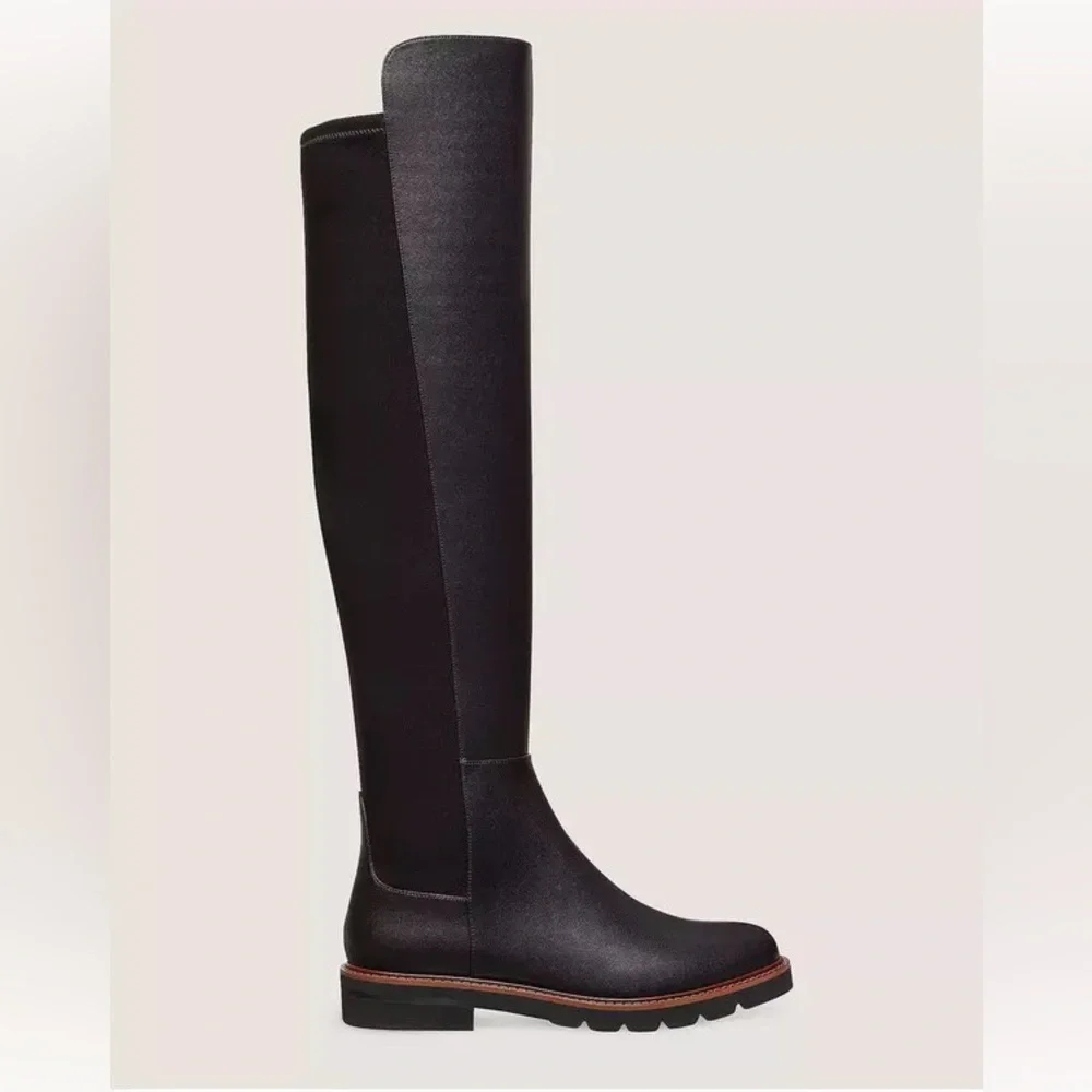 New Stuart Weitzman Adrina City Boot Over The Knee 5050 Black Leather Sz 7.5